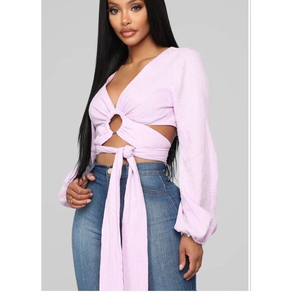 Fashion Nova Tops - Fashion Nova Bobbie Top lavender crop top Size Large Nwt